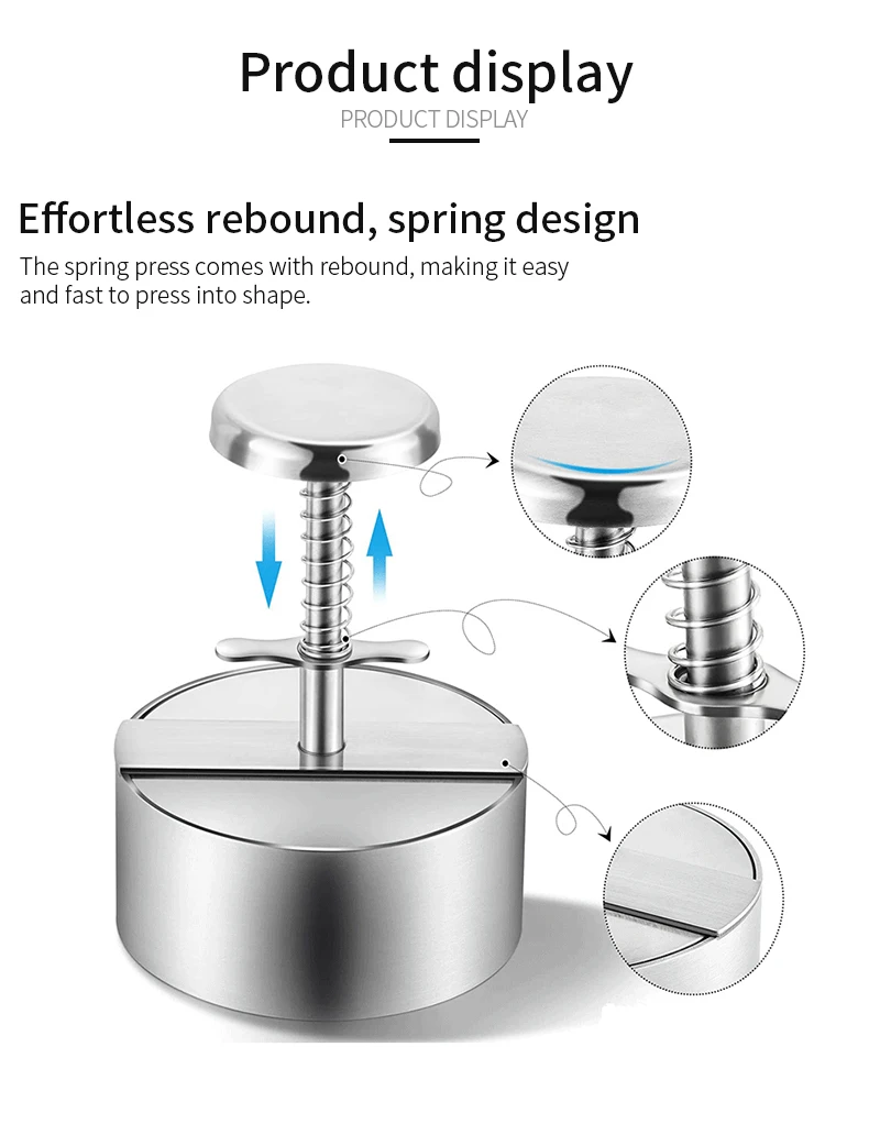 Home Kitchen Stainless Steel Hamburger Patty Maker Cooking Mould Meat Press Burger Press