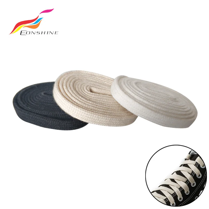 Durable 8mm Wide 120cm Long Flat Hollow Pure Cotton Material Shoelaces for Running Shoes