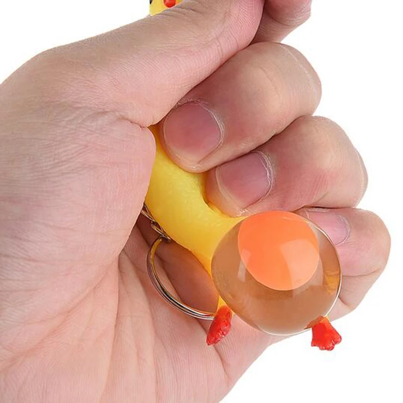 1PCS Funny Gadgets Novelty Antistress Squeeze Chicken Laying Egg Chicken Keychain Toys Surprise Squishy Kids Toys for Halloween