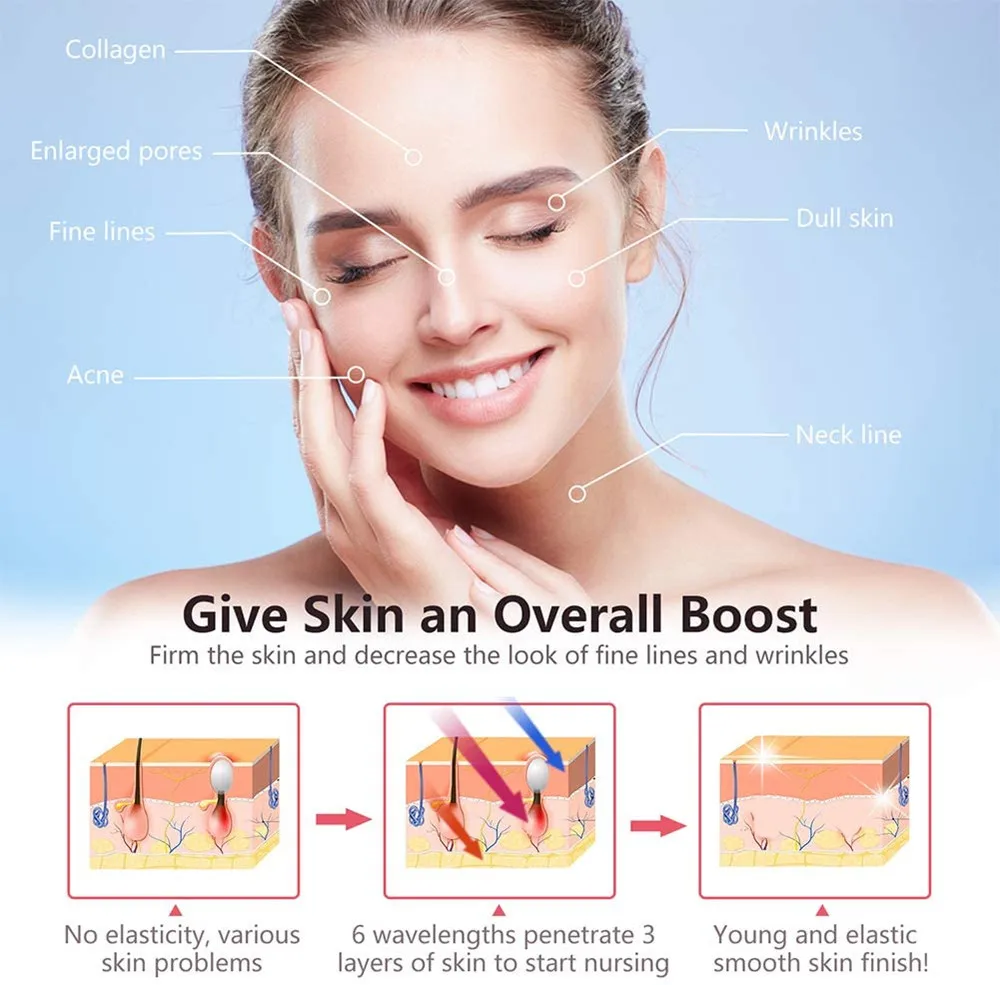 LED Facial Beauty Machine Near Infrared Red Light Therapy 660nm 850nm Wrinkle Remove Facial Treatment Device Neck Body Skin Care