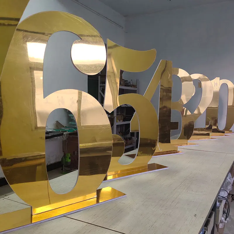 Large Laser Cut Numbers Acrylic Mirror Gold 3Ft 4Ft Birthday Free Standing Big for Parties Wedding