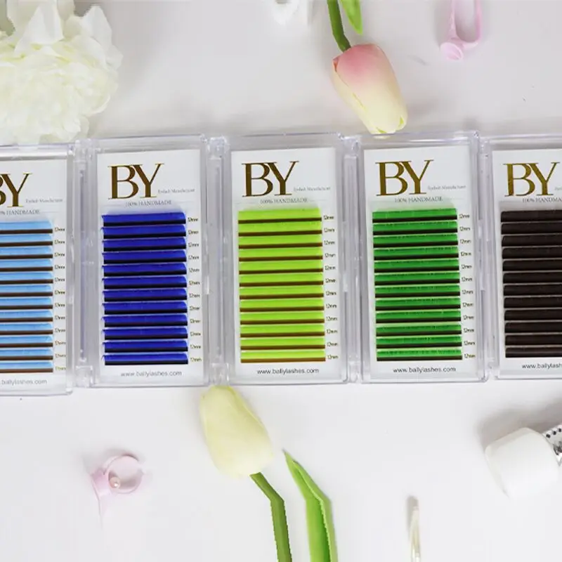 Bally Colour Lash Extension Red Purple Blue Pink White Brown Color False Individual Eyelash Extension Silk Russian Volume Lashes