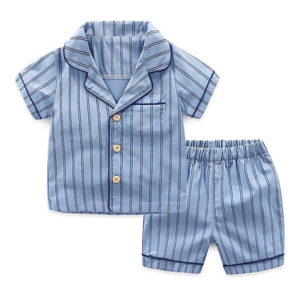 
wholesale striped pyjamas 2 piece set children cotton pyjamas 