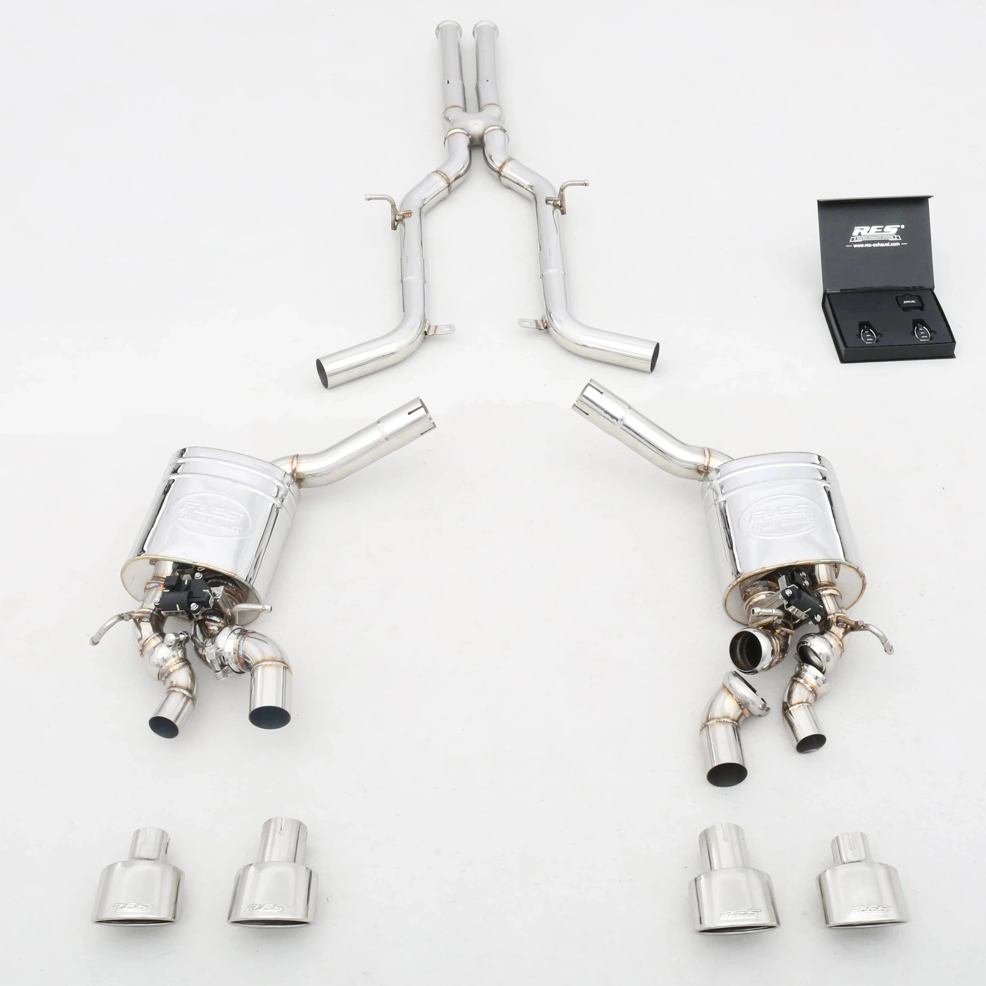 Высокопроизводительные выхлопные системы 304 из нержавеющей стали Valvetronic Catback Mercedes Benz W204 C230/C280/C300/C350 с четырьмя наконечниками