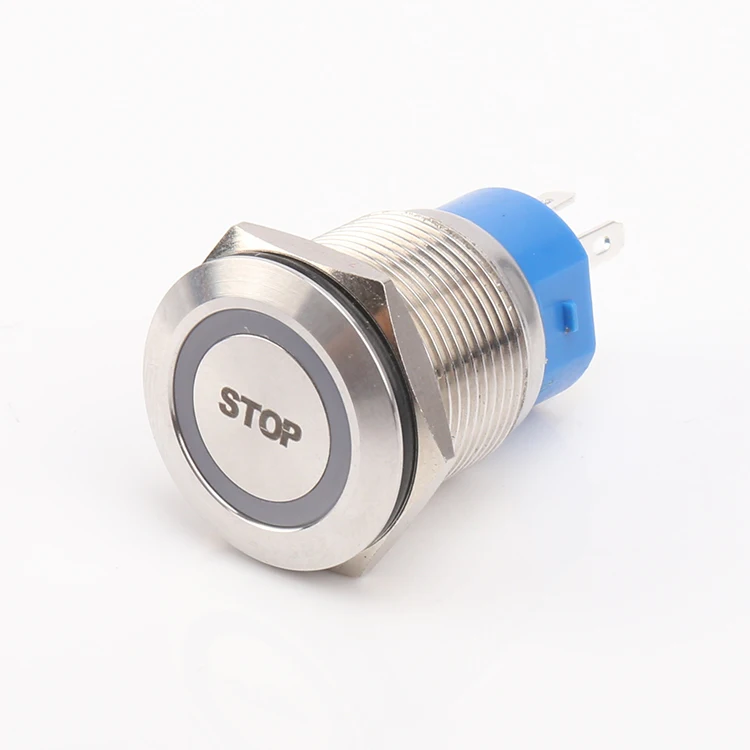 12mm 1no1nc Spst On/off Self-locking Metal Marine Switch