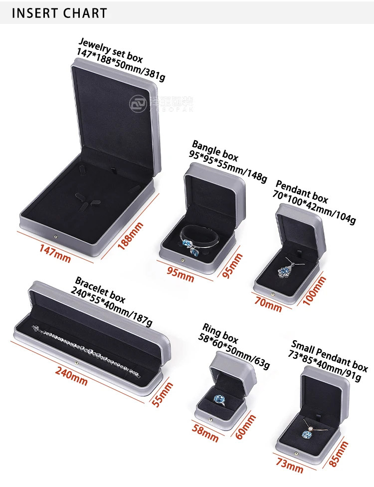 Factory Price Jewelry Box gray Multi Color Waisted PU Leather Jewelry Box Custom Logo necklace Bracelet packaging Box