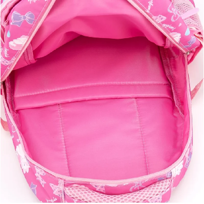 Custom 3Pcs  Set Pink Bow Print Girl cheap school bag Large Capacity Nylon Waterproof student backpack for Girl Set