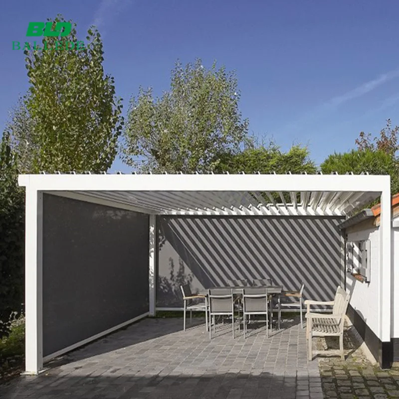 Terrace patio sunshade gazebo motorized adjustable waterproof louver roof system awnings