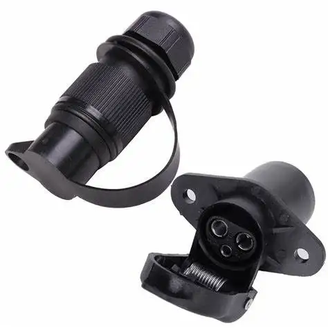  European Standard Auto Parts 3 Pin Plastic Trailer Plug and Socket 12V Connectors way for Truck