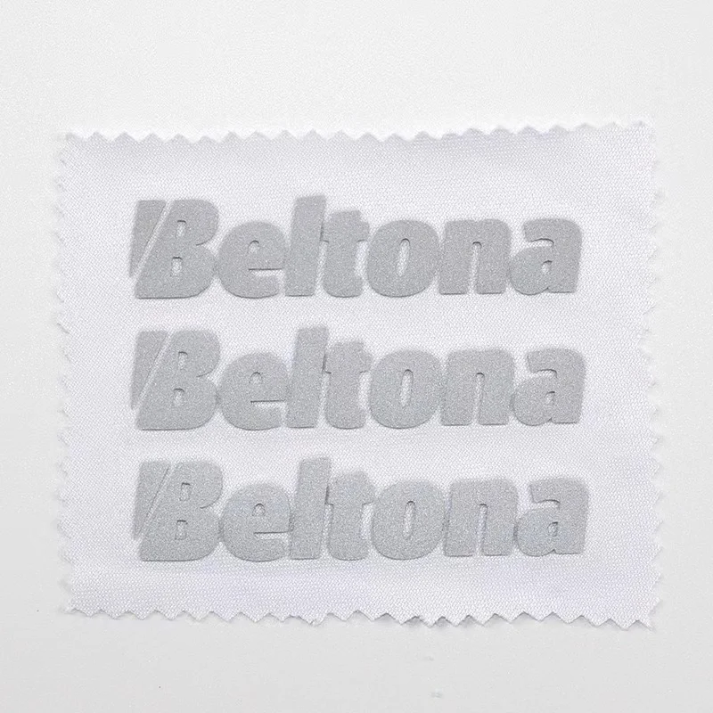 Factory custom washable reflective iron logo label for sportswear high quality heat transfer label for yoga clothing