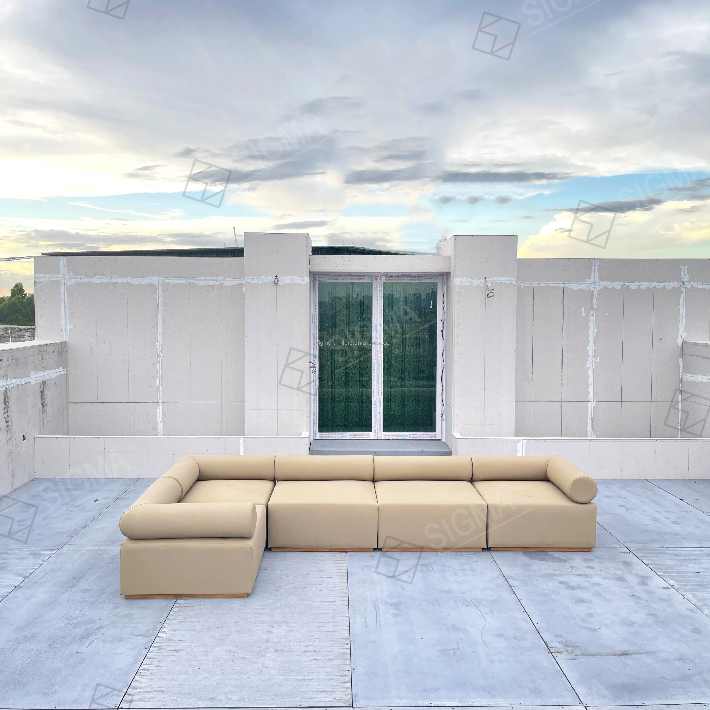 Luxury Customize Garden Patio Furniture Outdoor Quick Dry Sponge Upholstered  L Modular Sectional Sofa Set