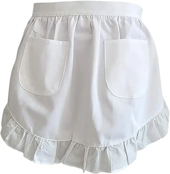 Half Aprons with or without Pockets Waist Ruffle Apron Cooking Restaurant 100% Cotton Bistro kitchen gift For Girl Woman wife