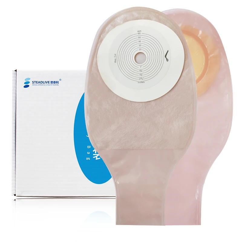 China Manufacturer 60mm Ostomy Bags Colostomy Bags Reusable Drainable Opaque One Piece