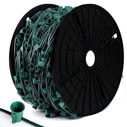 1000FT C9 Spool Wire Commercial Grade SPT-1 18 gauge Green 12 Inch Cable For Christmas Lights Decoration