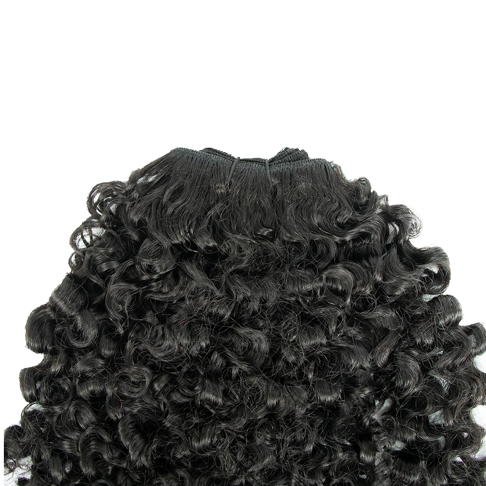 Best Russian double drawn natural color water kinky curly comb machine tied volume weft hair extension