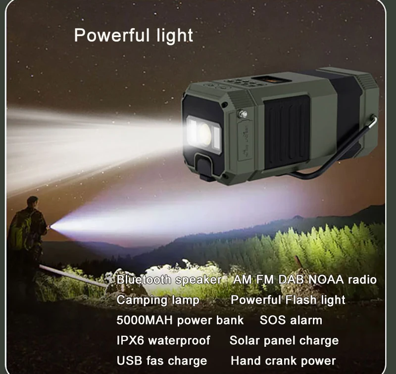 Multi Emergency Portable Built-in Battery Rechargeable DAB+ DAB FM Radio waterproof Speakers Outdoor camping lamp Led Lantern