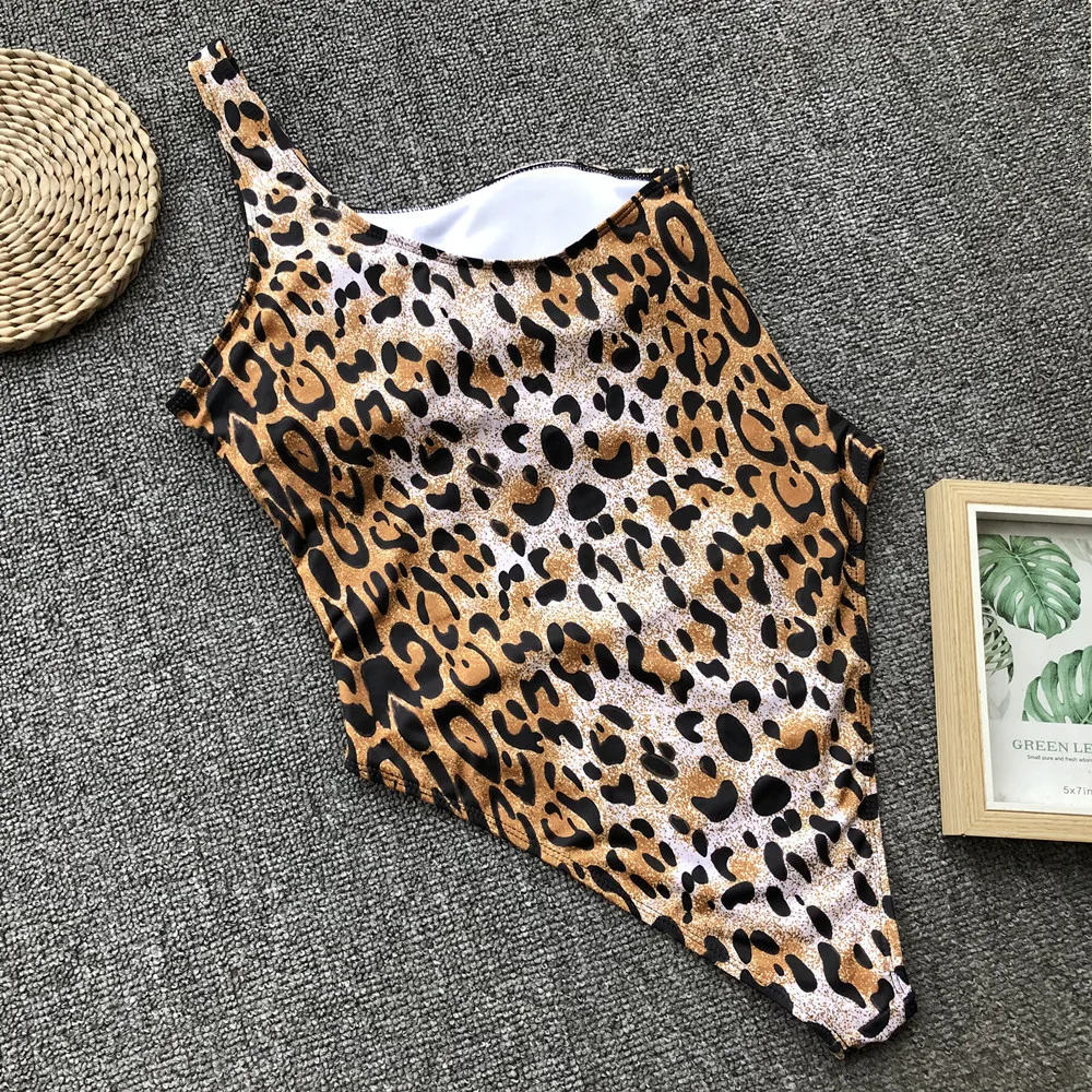 Custom 2021 crop tops tank top Leopard Private Label Sexy String Thong High Cut Plus Size Monokini One Piece Swimsuit