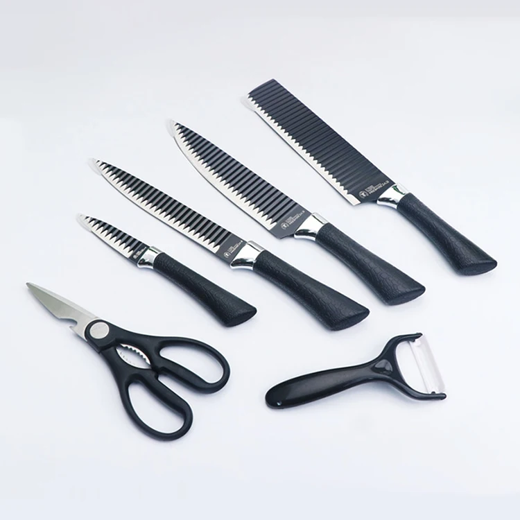 Economic 6 Pcs Stainless Steel Paring Knife Non-Stick Kitchen Knife High Quality Knives with Kitchen Scissors and Peeler