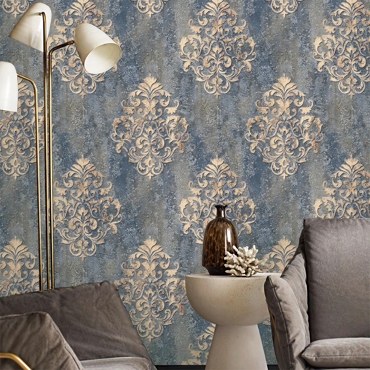 Luxury 3D European Damascus wallpaper bedroom living room TV background restaurant hotel wallpaper