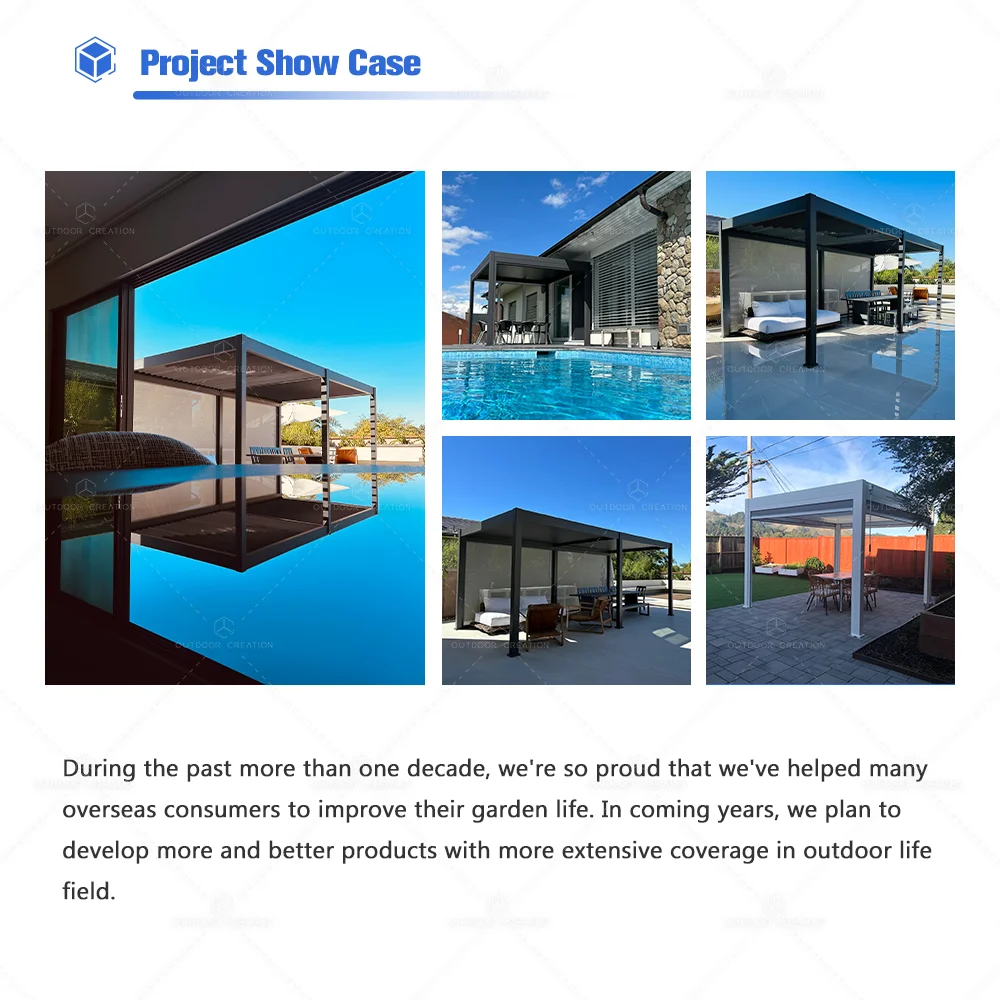 Modern Aluminum Pergola Garden with Adjustable Rainproof Furniture Adjustable Outdoor Gazebo Waterproof Louvered Roof