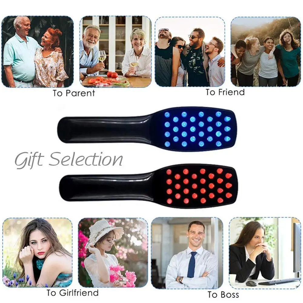 Home Electric Laser Hair Growth Comb anti Hair Loss Massage Therapy Infrared Red Light Vibration Hair Massage Brush