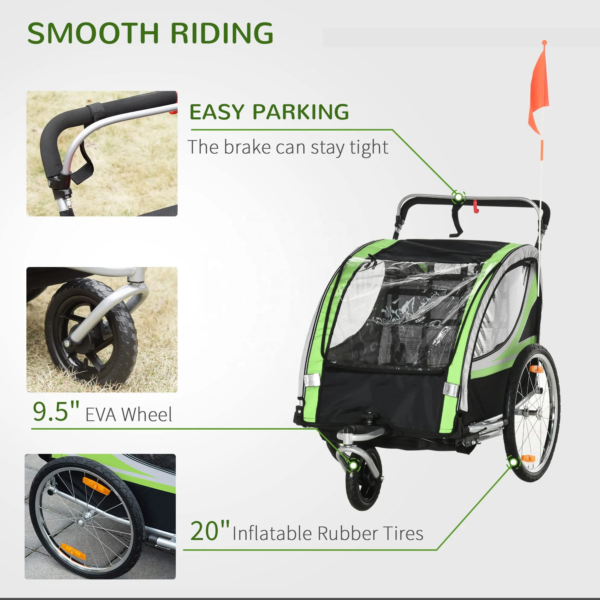 High Quality Safety Detachable Metal Cargo Trailer Bicycle Child Easy Installation Three Wheels Pet Bike Trailer With Reflector
