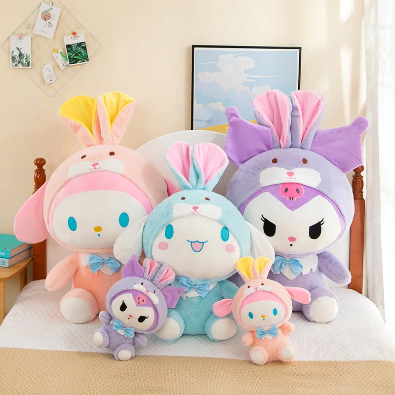 Wholesale Sanrioed Rabbit Cinnamoroll Soft Plush Doll Cartoon Melody Plushies Cinnomoroll Hello KT Designs Figures Peluche Doll