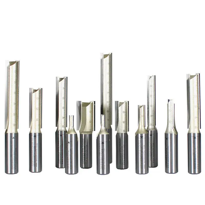 Double-Flute End Mill CNC Router Bits 6mm Shank Milling Cutter Tools 50mm Coated Wood Carbon Steel Door Panel Woodworking