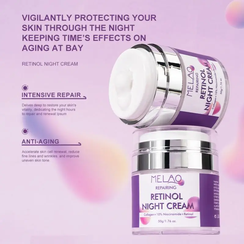OEM/ODM MELAO Retinol Face Moisturizer Cream, Rapid Wrinkle Repair Anti-Wrinkle Night Moisturiser Retinol Whitening Cream