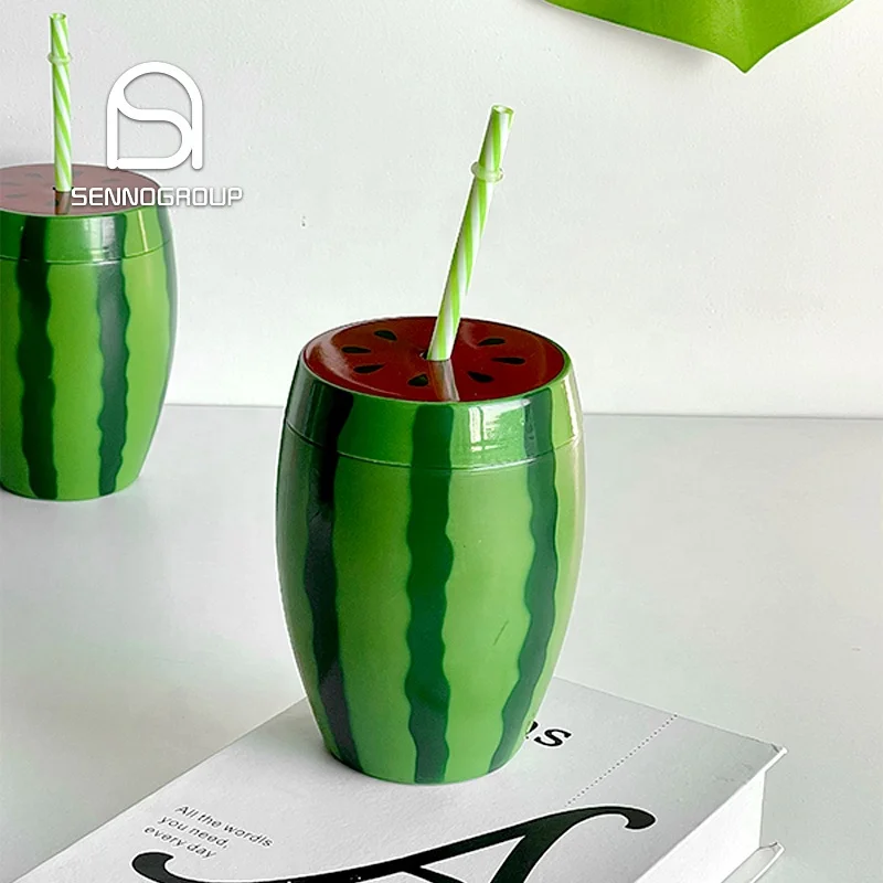 Unique Big 800ml Watermelon Cup Polycarbonate Summer Party Juice Water Bottle Disposable Cocktail Drinking Glass