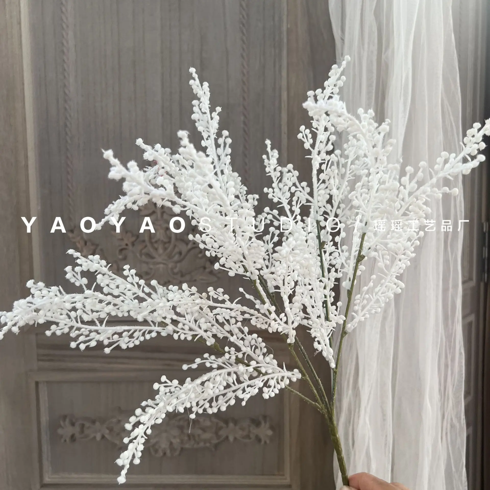 5 Fork Retro Style Grape Fruit Holding Flower Millet Grass Forest Green Plant Home Decoration Material Plastic simulated