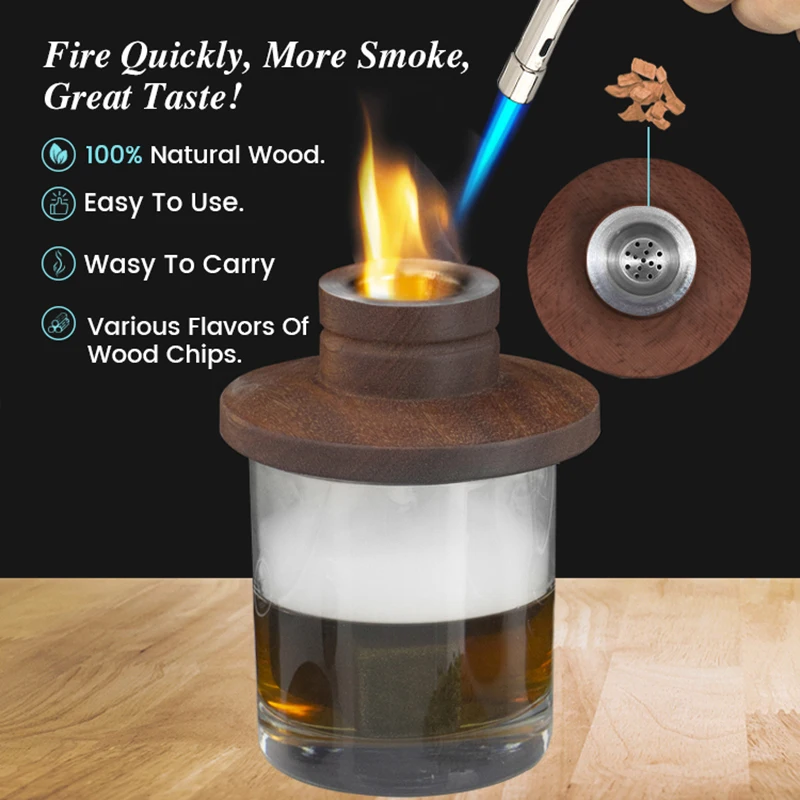 Custom Logo Cocktail Smoker Kit With Wood Chips Whiskey Ball Old Fashioned Whiskey Bourbon Smoker Set Novelty Gift For Men Women
