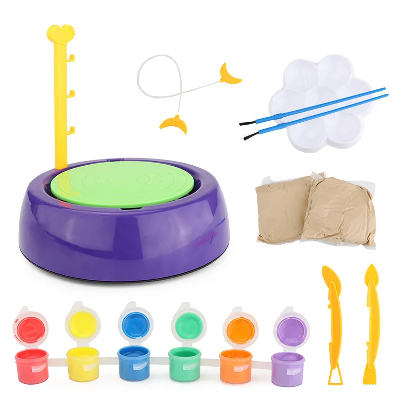 Cheap pottery wheel tools educational creative games children toys Air Dry Sculpting Clay and Craft Paint art kit for Kids diy