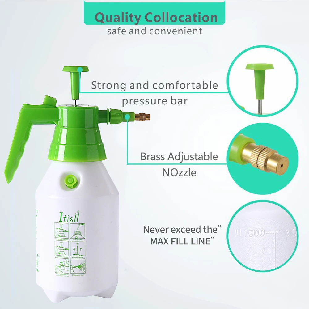 China supplier OEM garden mini hand pump plastic water air pressure sprayer 1 Liter with brass nozzle