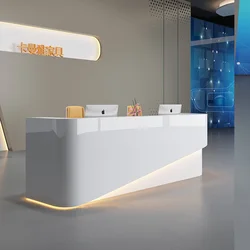 Piano glossy surface boutique modern reception desk with logo customized nail salon reception desk