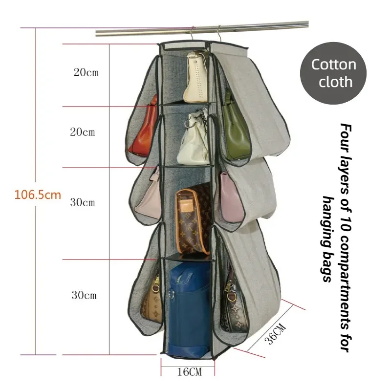 Dust Proof Wardrobe Closet Storage Bag Hanging Bag Wall Detachable Tote Bag Hanging Handbag Purse Organizer