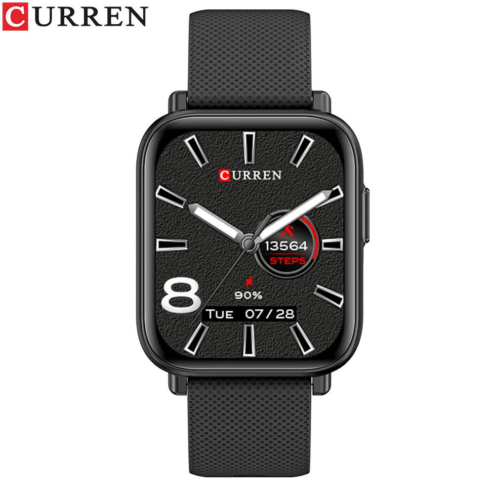 CURREN S1 Fashion Smartwatch Full Touch Screen BT Call Men Watches Sport Fitness Heart Rate Monitor wristwatch For Android IOS