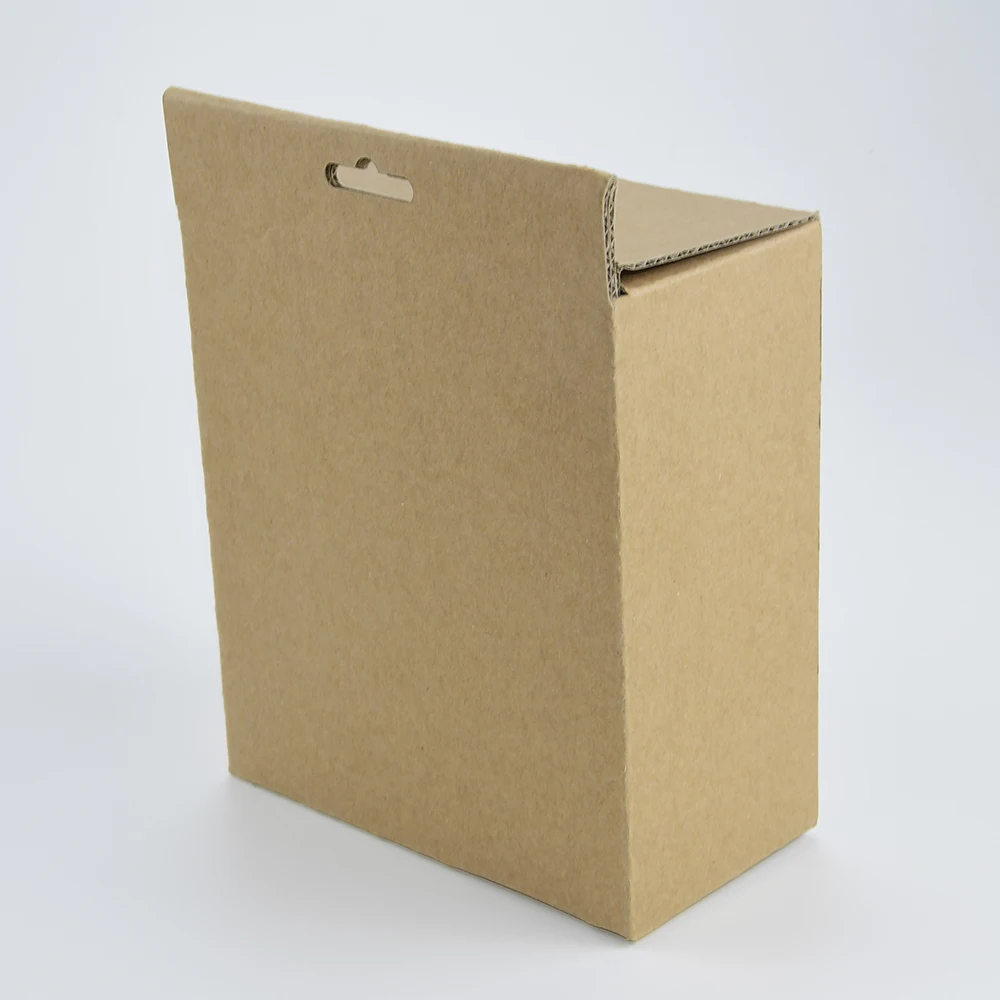 Biodegradable Flat Collapsible Hanger Box Corrugated Natural Brown Kraft Paper Packaging for Phone Case Power Bank Packaging