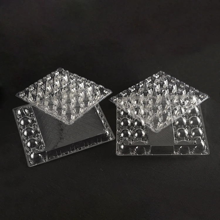30 Holes PET Clear Rectangular Plastic Blister Quail Egg Tray Disposable Egg Organizator Box with Lid
