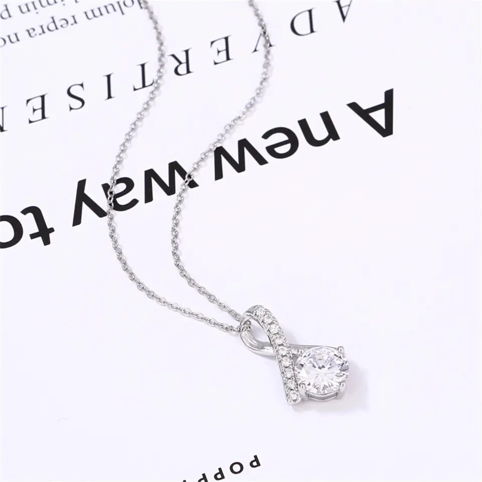 2023 Fine Jewelry I love you Mon Sterling Silver Necklace Adjustable To My Soulmate Zircon Sterling Silver Necklaces For Women