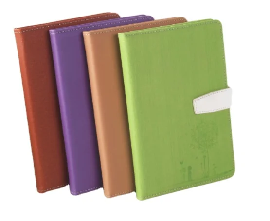 Factory Direct A5 Wooden Notebook 100 Sheets Hardcover Thread Sewn Binding Commercial Magnetic Lock Leather Cover Office Use