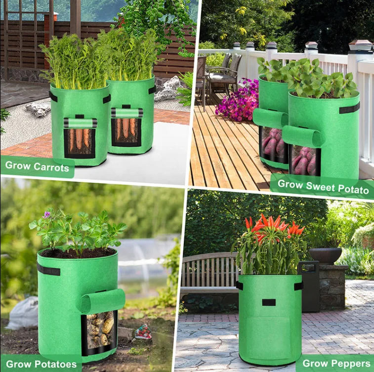 Садовый горшок для выращивания саженцев нетканый материал посадки картофеля 7 галлонов фетровый мешок с откидным