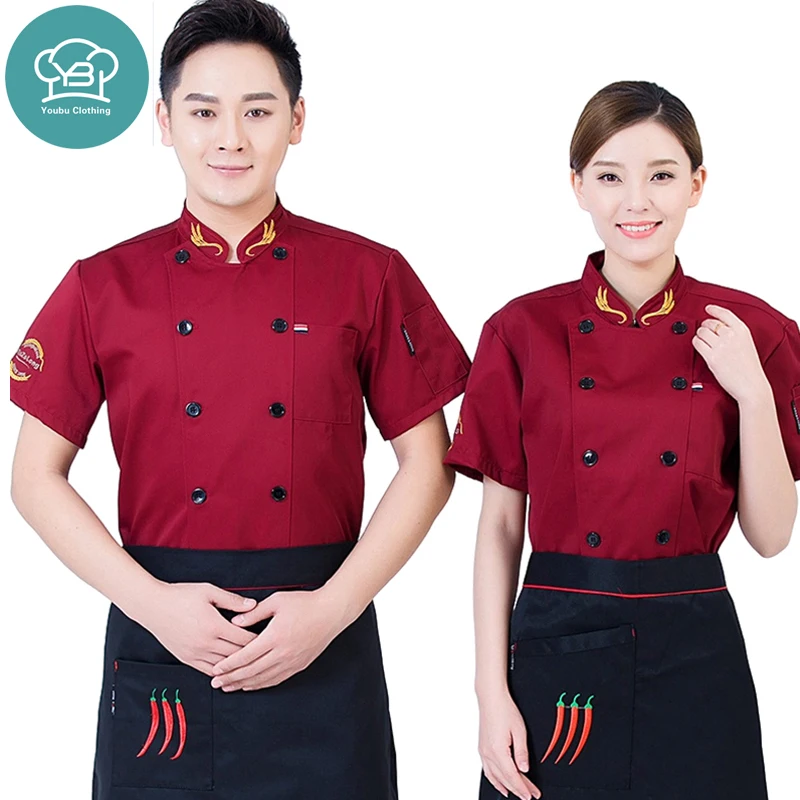 Short Sleeve Restaurant Chef Kitchen Uniform Waiter Uniform for Restaurant & Bar Polyester Cotton for Unisex Sets