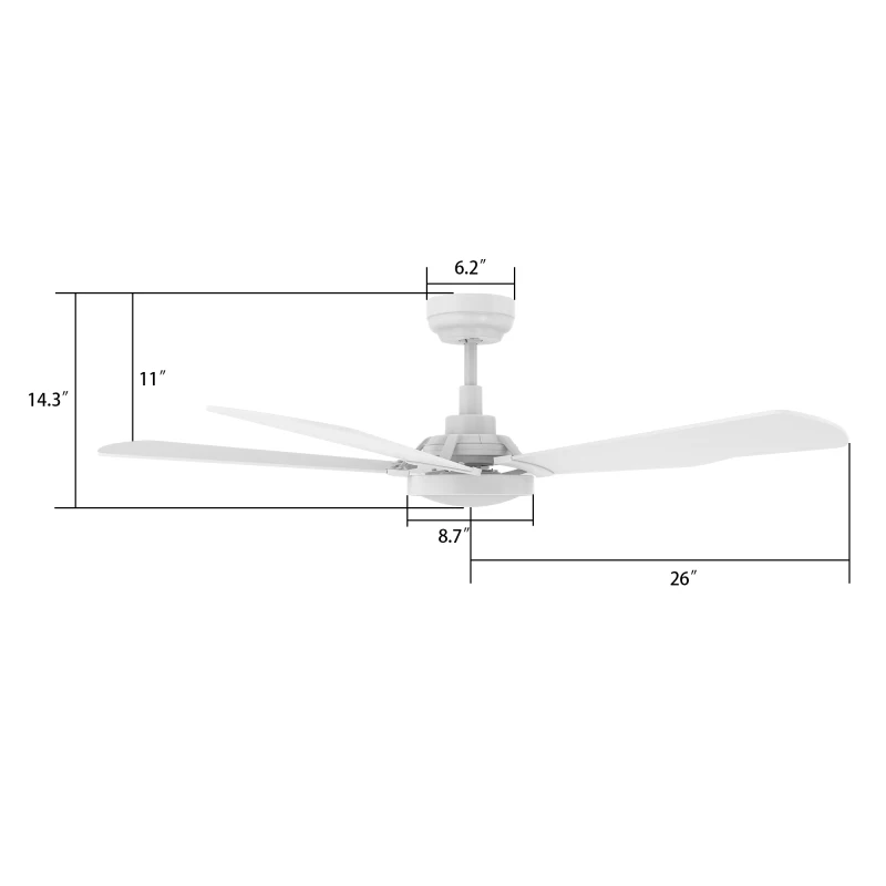 Mid-Century lower carbon motor rated tropical led smart ceiling fan 220v ceiling fan with light dc