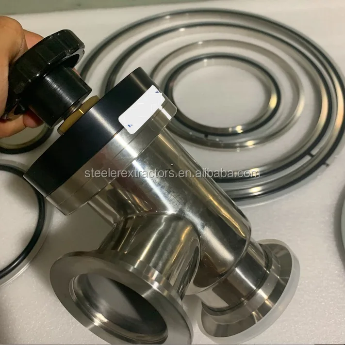 Stainless Steel KF vacuum flapper valve Circular cylinder Angle valve