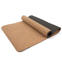 Sustainable OEM Eco Friendly Custom Printing Logo Fitness Exercrise Thick TPE Cork Mat Yoga