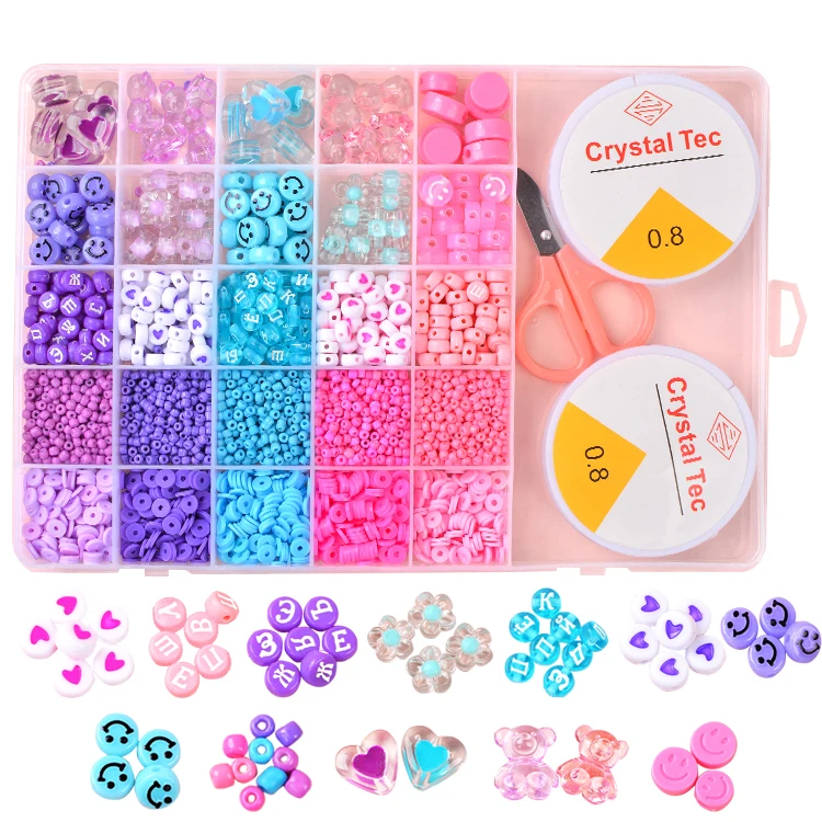DIY Handmade Flat Clay Bead Kit 6mm Soft Polymer Clay Beads For Bracelet Making Colorful Seed Beads