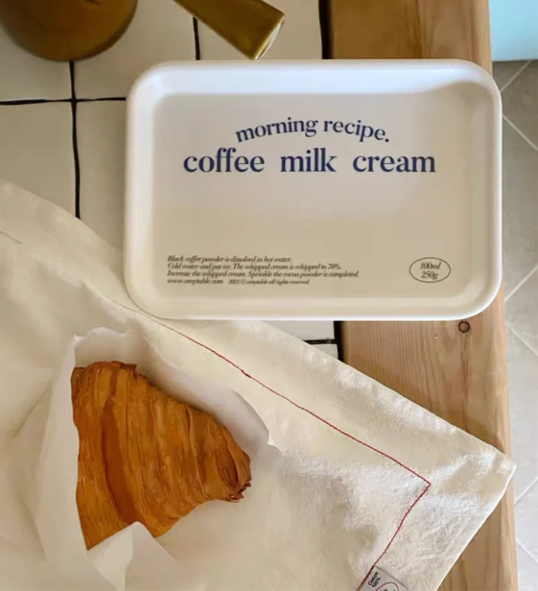 SYL Korean ins style melamine square plates fruit cup holder tray coffee milk cream breakfast tray