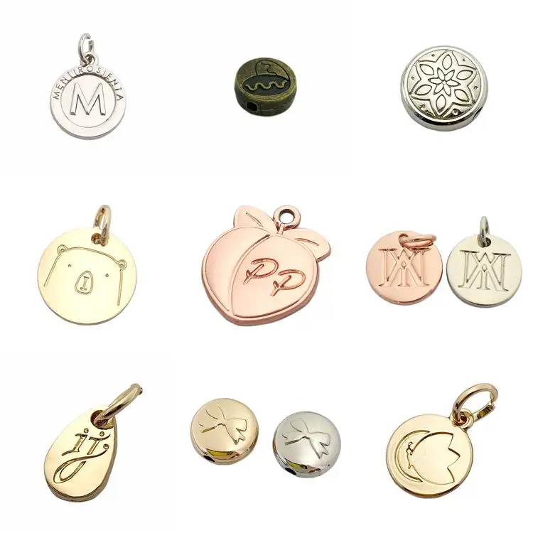 Fahion Design Made Custom Silver logo Stamped Metal Jewelry Tags for Pendant / Necklace