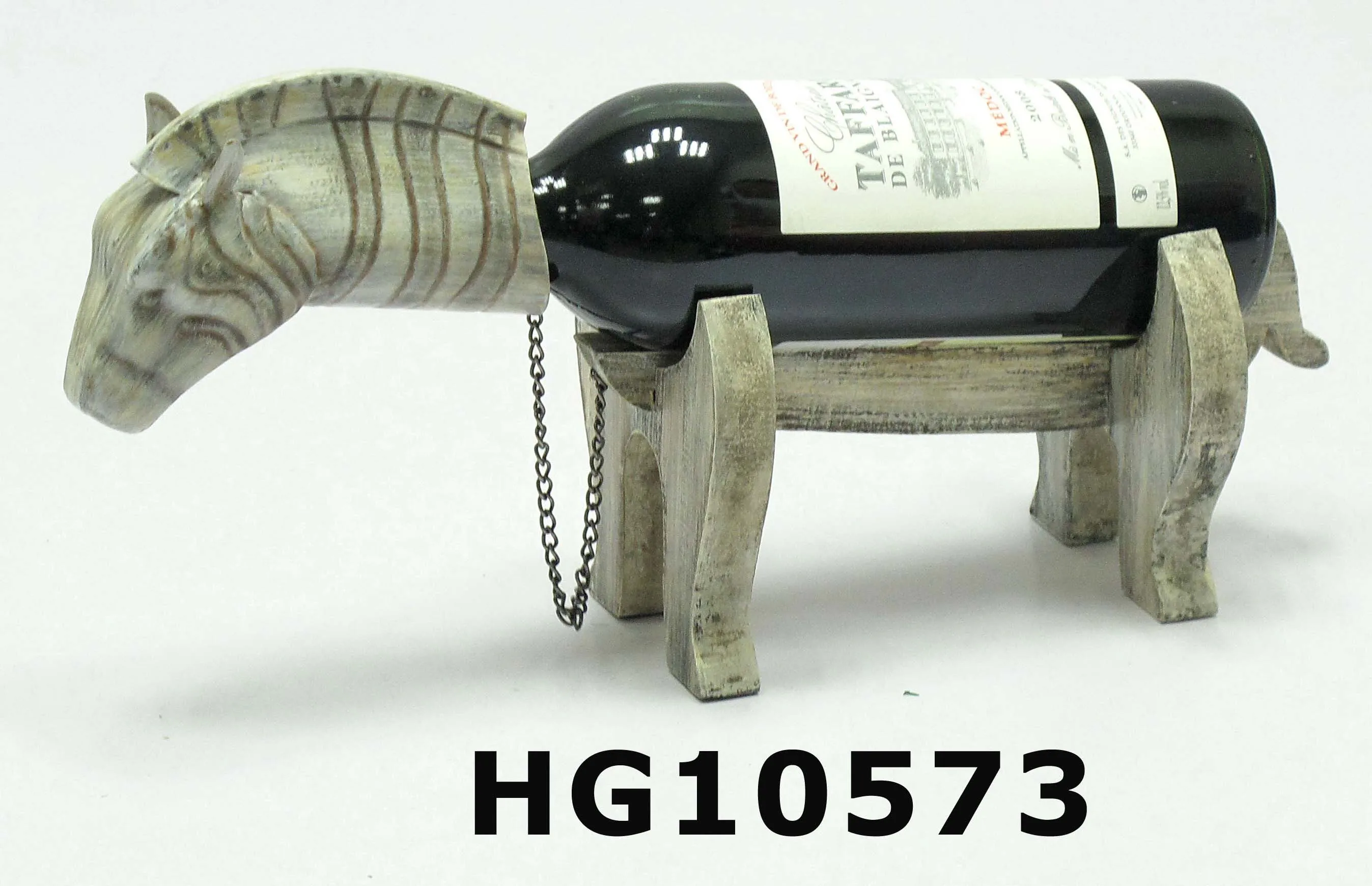 New Design Home decorative Wine Bottle Holder Cute Wood Horse Single Wine Holder